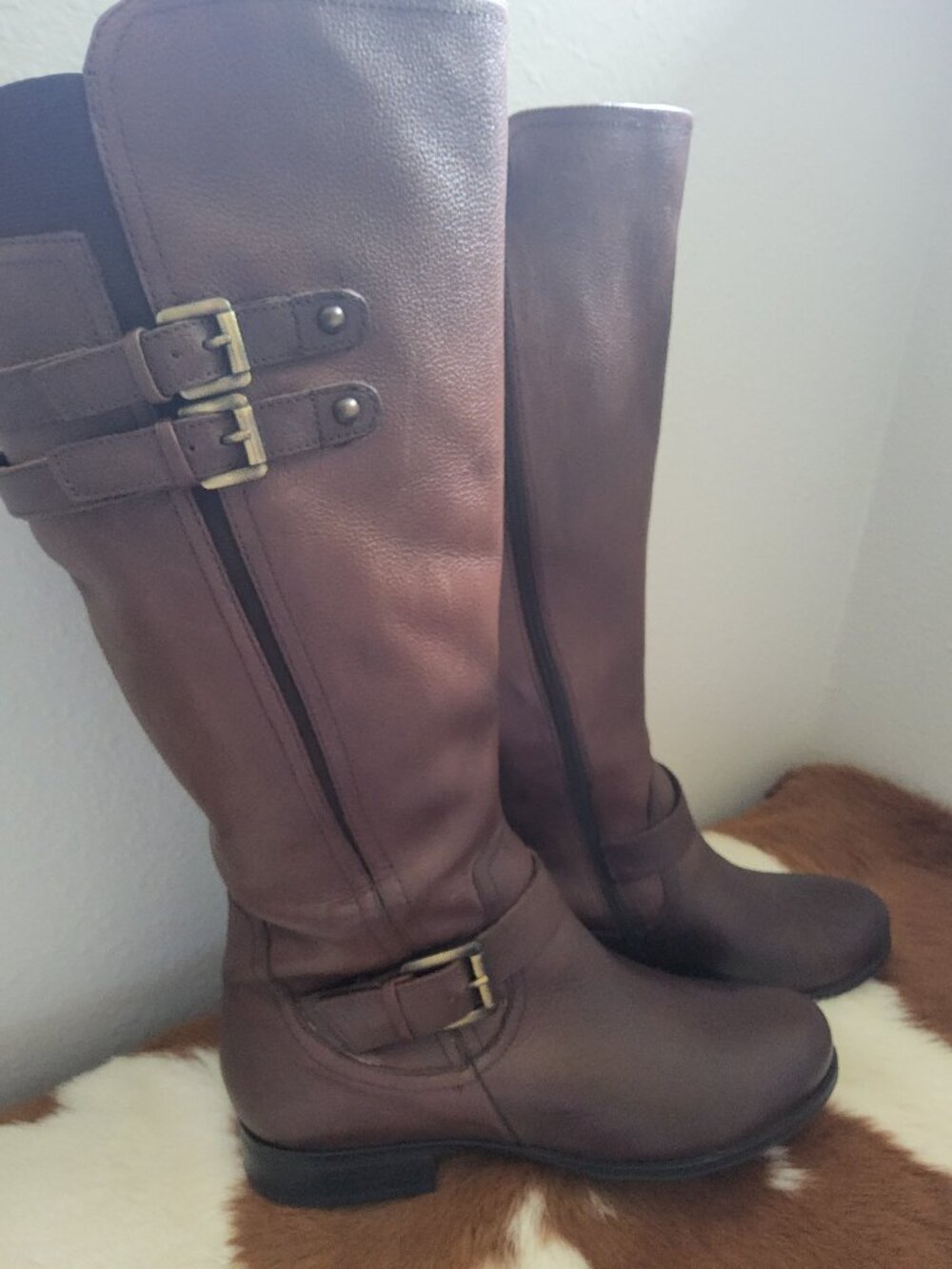 Naturalizer Women's Jessie Knee High Wide Calf Boot Dark Brown- Size 10 Medium